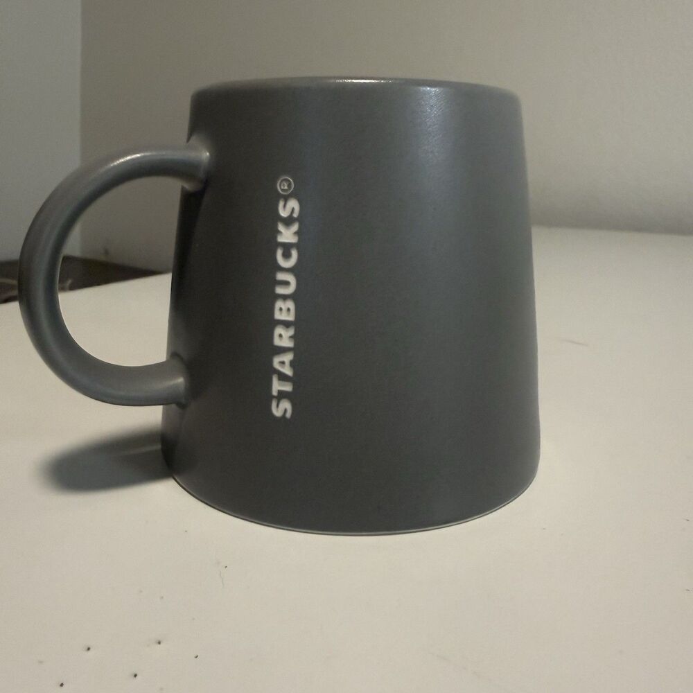 Starbucks Slate Grey Stoneware Tapered Wide Base Coffee Mug 16 Oz 4” 2013 Cup